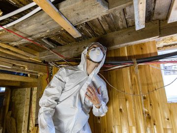 Expert surveying damp inside a property
